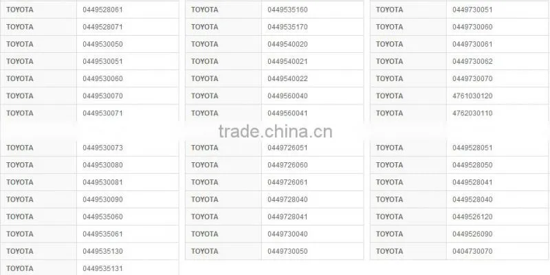 K2252 04495-30090 04495-28061 04495-30070 0449530090 0449528061 0449530071 0449728040 0404730070 for Toyota brake shoe