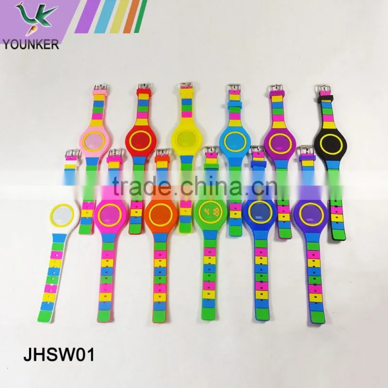 2016 Fashion Touch Screen LED Silicone Watch, Rainbow Band Led Silicone Watch