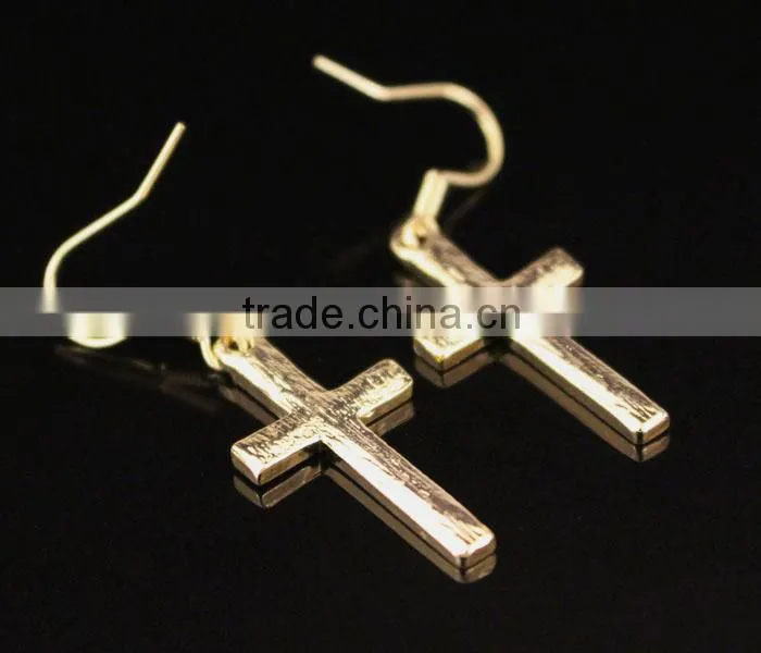 crystal gold cross dangle women earrings