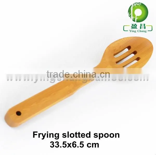 12'' Bamboo slotted cooking spoon