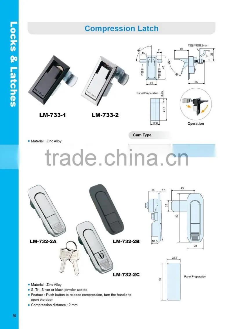 LM-732-2A measuring equipment distribution boards keyless push button panel lock