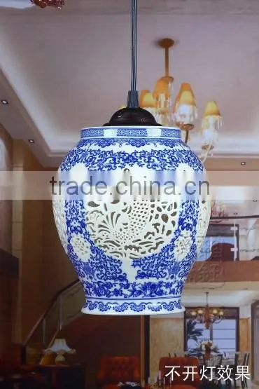 Vintage LED Pendant Light Blue White Porcelain Chandelier Star Jingdezhen Ceramic Loft Coffee Bar Restaurant Kitchen Lights