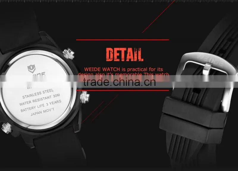 2016 WEIDE Unique Mens Watches led display man quartz watch fashion watches mens dive watch make your own digital watch