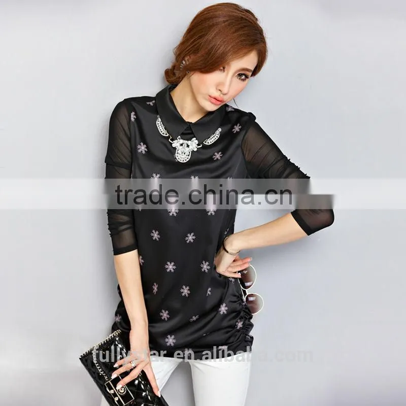 ladies fashion new design black satin black chiffon dresses