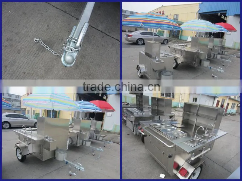 2015 hot sales best quality CE ISO UL EEC hot dog cart food vending hot dog cart stainless steel hot dog cart