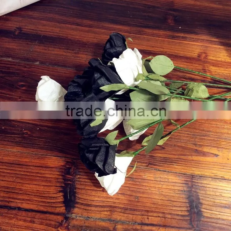 handmade paper rose, funeral decoration flower, black rose