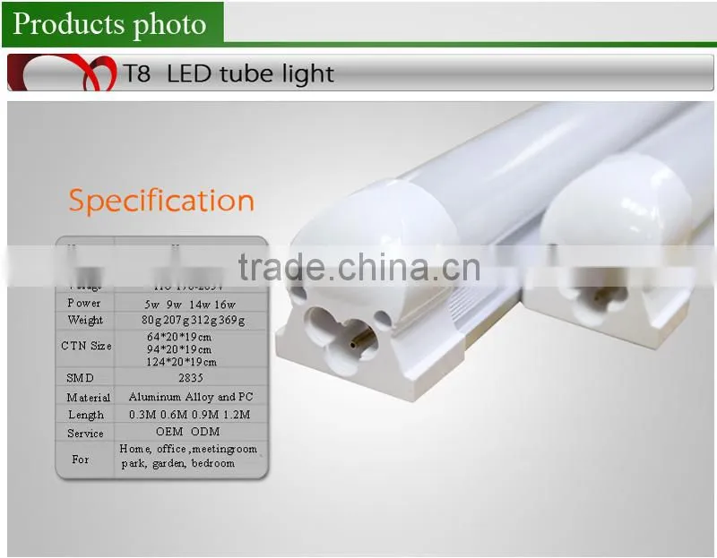 110v 220v B22 E27 3000K 4500K 6000K OEM ODM Alumimun and PC yellow led tube light