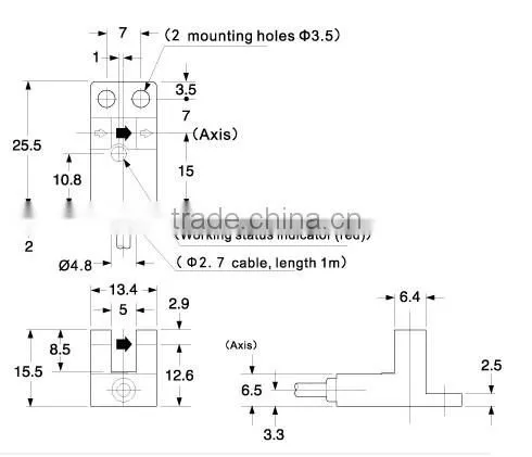 Circuit Protected, Polarity Reverse Protected, 4-wire, High Light LED Photoelectric Sensor, FC-SPX307 series.