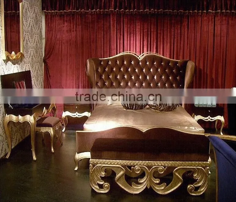 European style solid wood classical bedroom furniture set Bed Bedside table Wardrobe Dressing table Commode