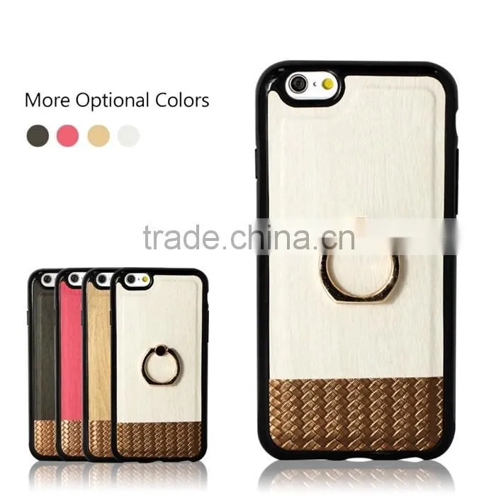 New Products Multifunction PU Leather Back Case for iPhone 6s with Ring Holder Stand
