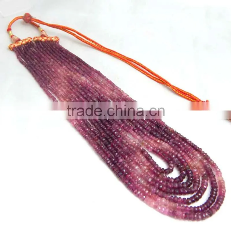 Natural Multi Tourmaline Roundel Faceted Beads