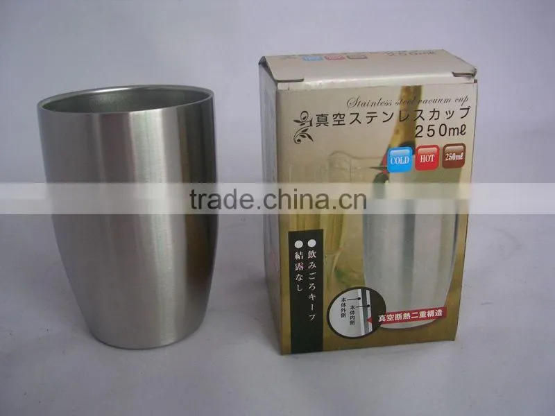 easy holding Hot selling no handle vacuum beer cup double layer stainless steel mug Japan standard insulated thermos ecofriendly