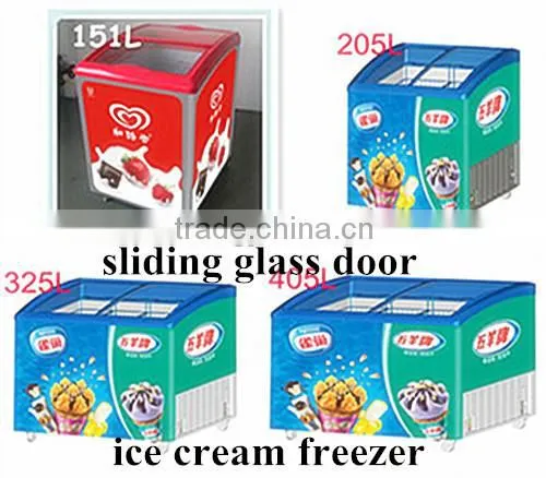 Sliding curved glass door chest freezer commercial display top open freezer