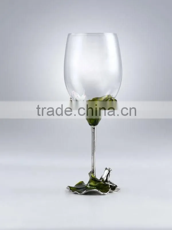 RORO Harmony water lily enamel crystal glass red wine glass