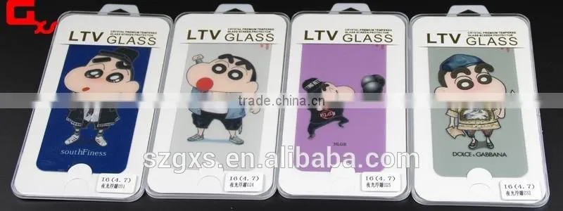 Doraemon and Crayon Shin-Chin color cartoon pictures on the glass screen protector for iphone 6S