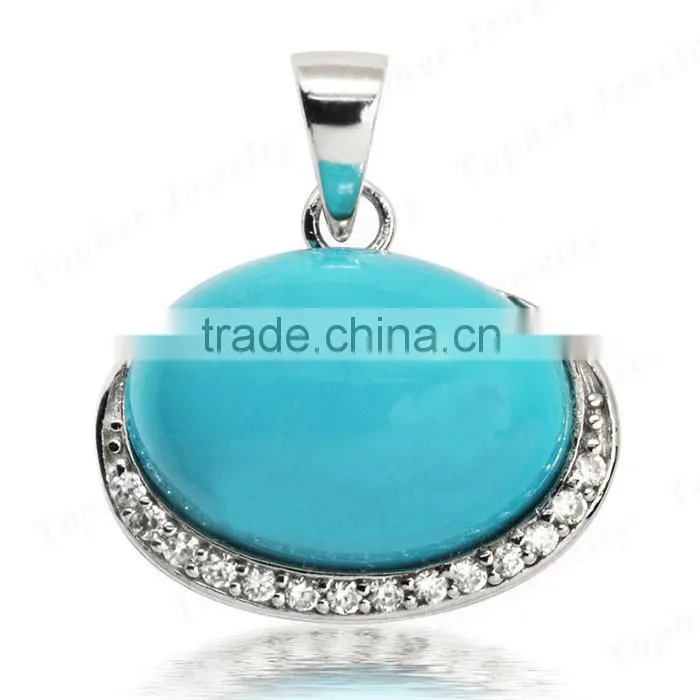 wholesale 925 Silver Jewelry jewelry natural stone big turquoise pendant design
