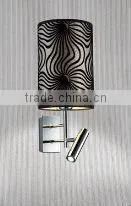 Single Wall Lamp with Chromel Finish and nice silk shade from zhongshan china lighitng factory