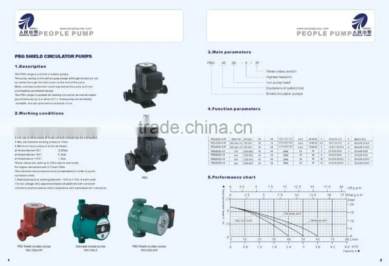 competitive price PBG circulating electric water pump