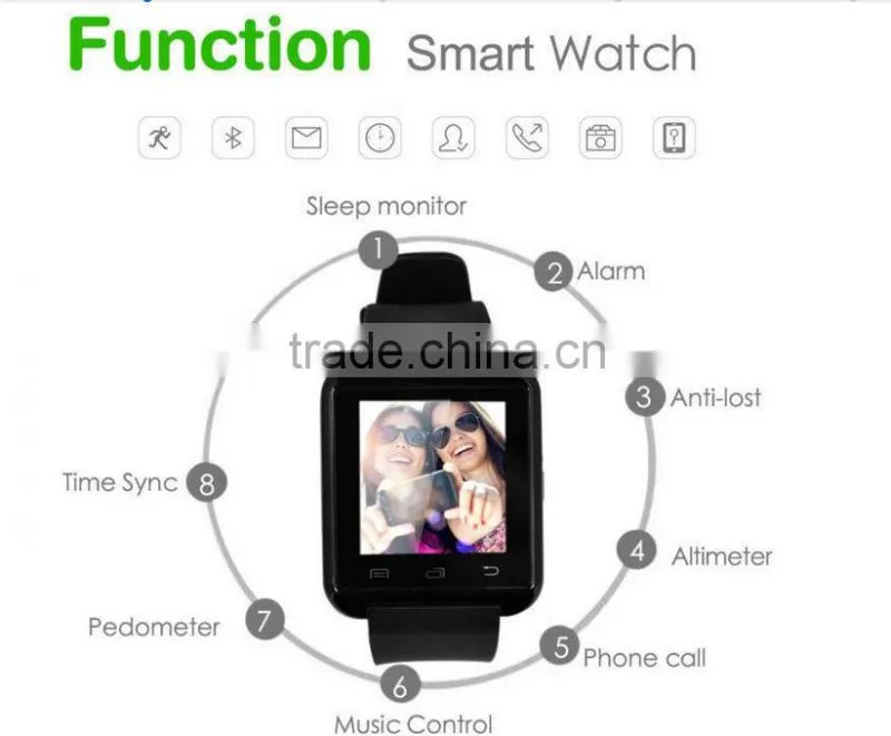 2016 New Bluetooth Smartwatches U8 Smart Watch for Andriod Mobile Phone with Bluetooth Wristwatch