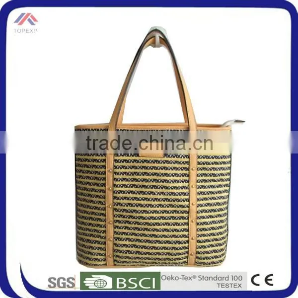 Leather Handles Straw Bag Summer For Adults