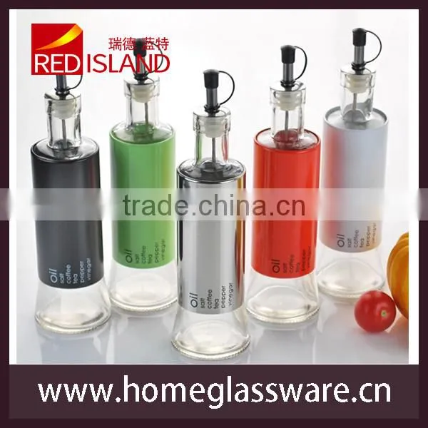 olive oil glass bottle glass body and stainless coating accept painting and logo