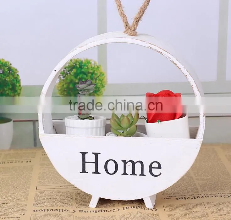 2016 High quality wall hanging houseware decoration wooden flower pot