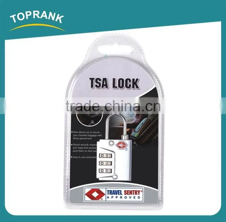 Toprank China Manufacturer Wholesale Portable Luggage Travel Lock 3 Digital Combination TSA Code Padlock