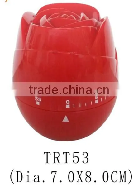 New Design Plastic Rose Shape Mechanical Timer/Sound Kitchen Timer