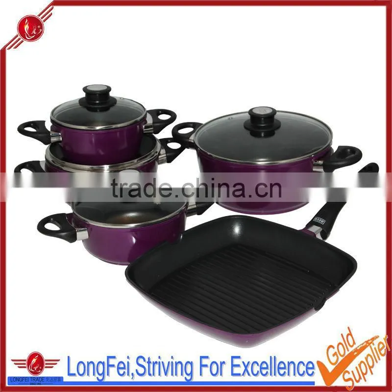 korea eco Die-cast aluminum ceramic colour cookware set with induction bottom