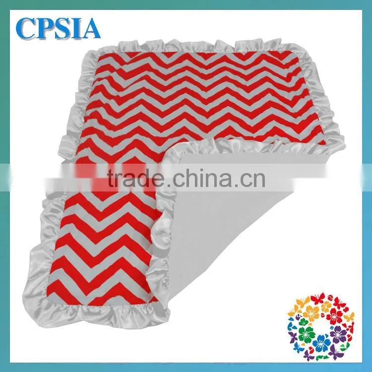 White & Grey Chevron Baby Blanket With Polk Dots Ruffles Made In China Wholesale Wool Blanket