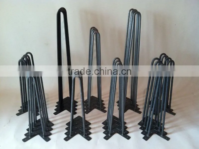16 inches solid steel black metal iron chair 2 rod hairpin legs