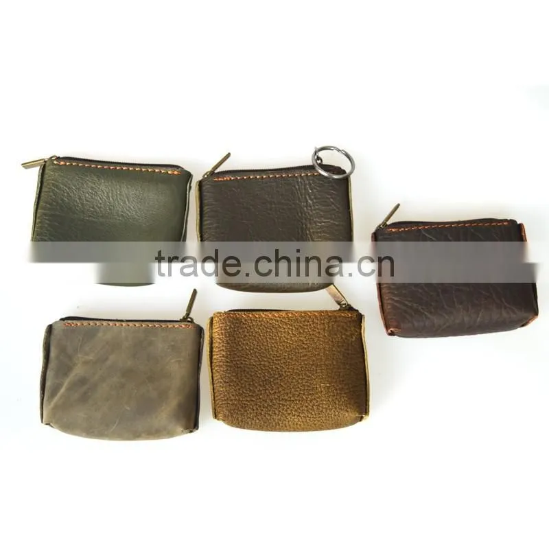 Full grain leather wallet men coin purse from Italy with card holder