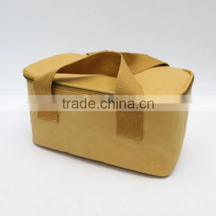 Inside Lid Ice Pack Zipper Pocket Tyvek Paper Insulated Tote Lunch Bag
