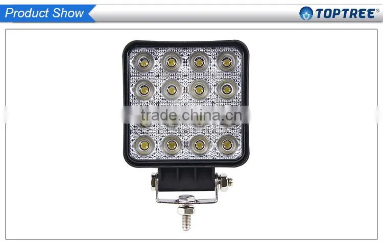 48w square led work light all vehicles auto lamp aluminum plastic housing led light
