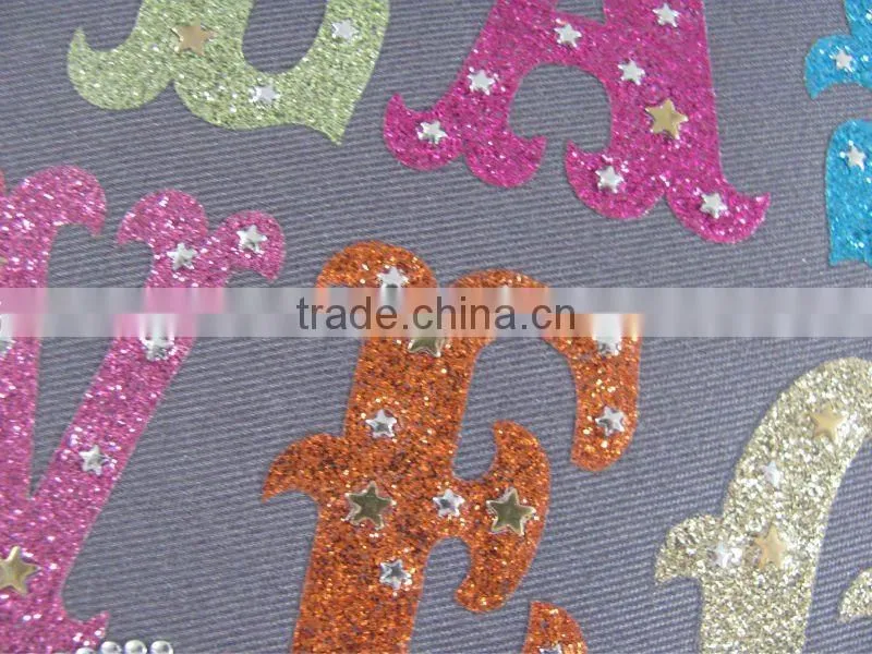 New neon glitter with rhinestuds heat transfer design