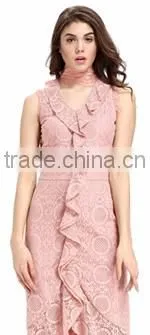 New 2017 Design Long Red Stitching Fashion Lady Dress