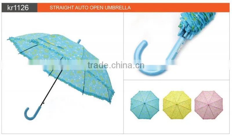 Auto Open Waterproof Straight Decorative Kid Standard Umbrella Specification