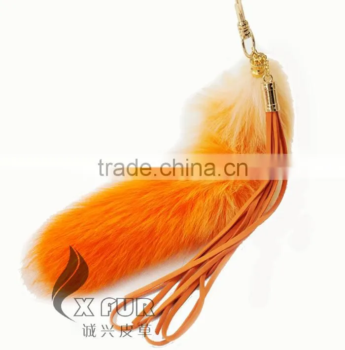 CX-R-25C Wholesale Good Quality Cute Custom Dyed Fox Tails Keychain