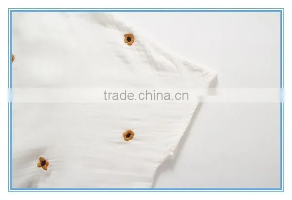Half Sleeves V Neck Cotton Embroidery Breathable Fashion Lady Shirt