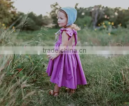 Tie Back Girls Dress Kids Clothing Wholesale Party Baby Girls Dresses Long Dress