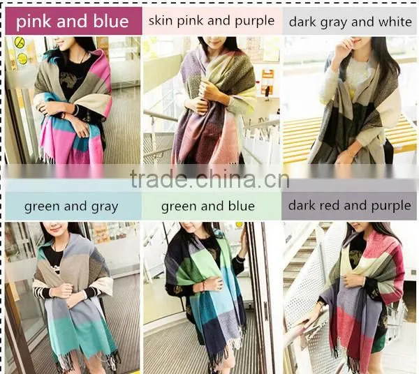 1pc Different color choice super long colorful winter warm knitting stitching scarf,shawl