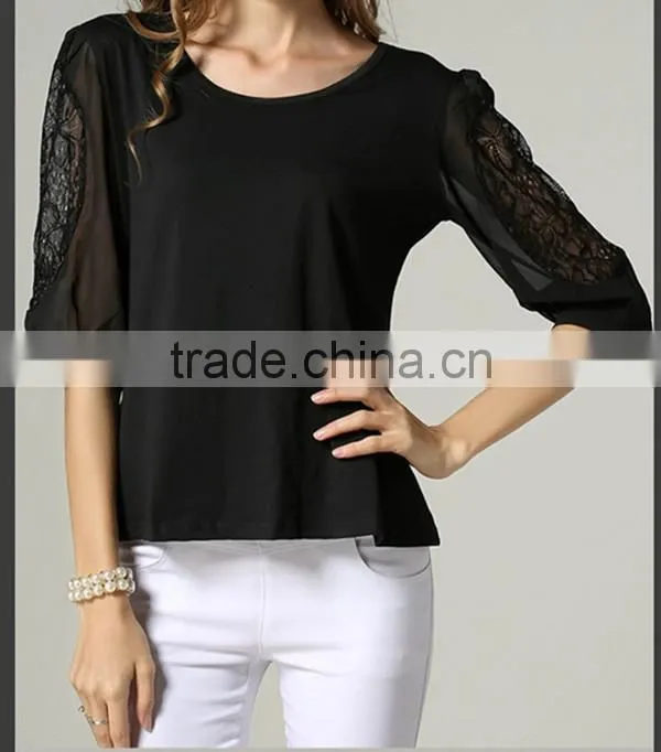 European and American style large size look slim chiffon fashion summer latest loose t shirt