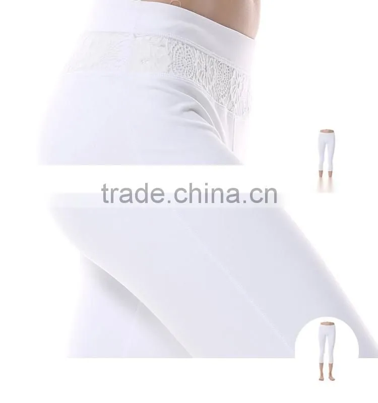 Wholesale fitness women cropped lace yoga pants in guangzhou