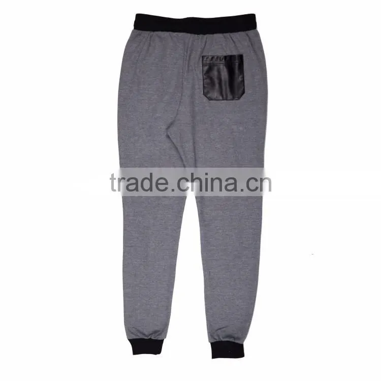 2016 high quality light grey patch design mens jogger sweat pants for men