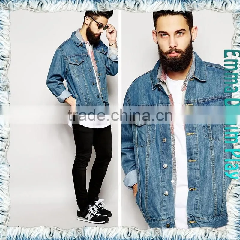 2016 New Korean Version Men Long Sleeves Denim Copper Button Jackets