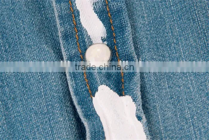 2016 European Style splash ink men denim casual shirt