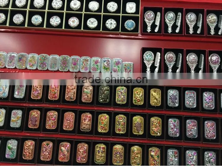 A Chinese Carnelian Handle Hand Mirror,Bronze Hollow Handle Oval Mirror + Comb Suit with Logo Customized