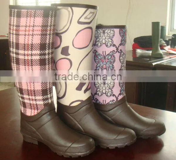 Neoprene Rubber sole knee high boot/outdoor boot