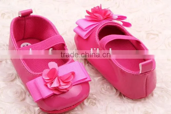 New Sweet Anti-slip Flat Flower Princess First Walkers PU Baby Newborn Shoes