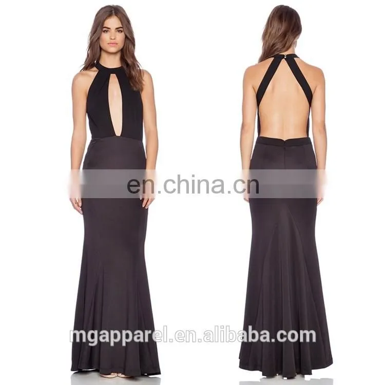 ladies black sexy long evening dress sexy halter neck evening gown evening dress with open back long